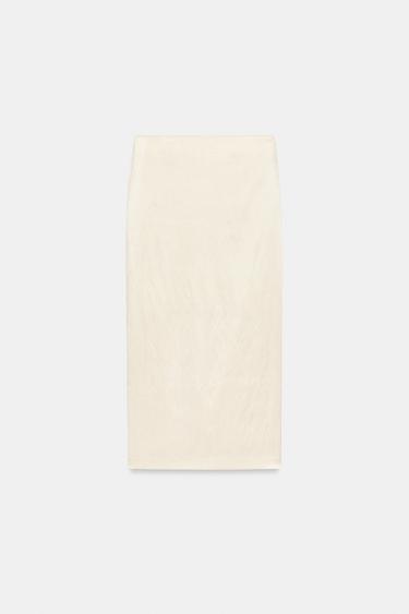 FALDA MIDI SATINADA - Beige de Zara