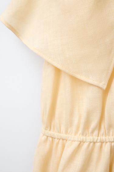 RUFFLED 100% LINEN PLAYSUIT - Light yellow by Zara - Image 2