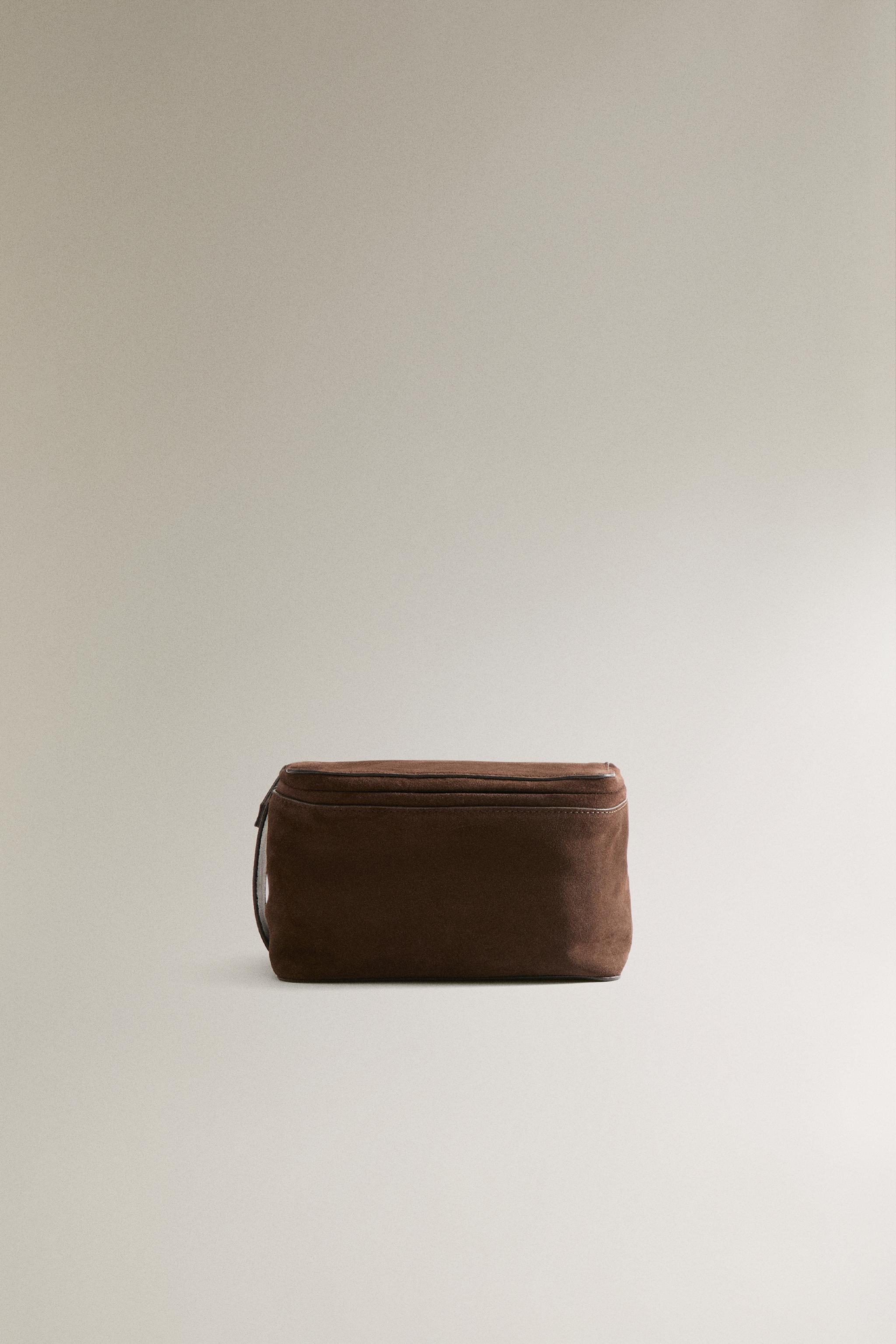 SPLIT SUEDE MAKEUP BAG - Chocolate Brown | ZARA United States