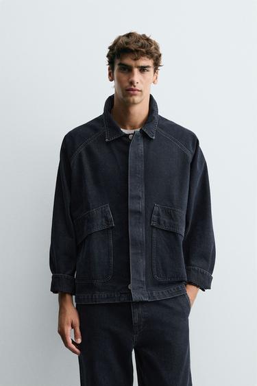 DENIM POCKET JACKET - Dark navy by Zara