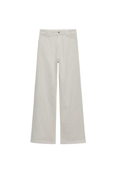 JEANS ZW COLLECTION WIDE LEG TIRO ALTO - Gris perla de Zara