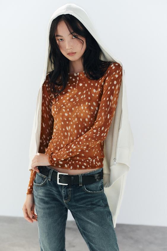 TOP EN MAILLE À IMPRIMÉ ANIMALIER - unique de Zara - Image 1