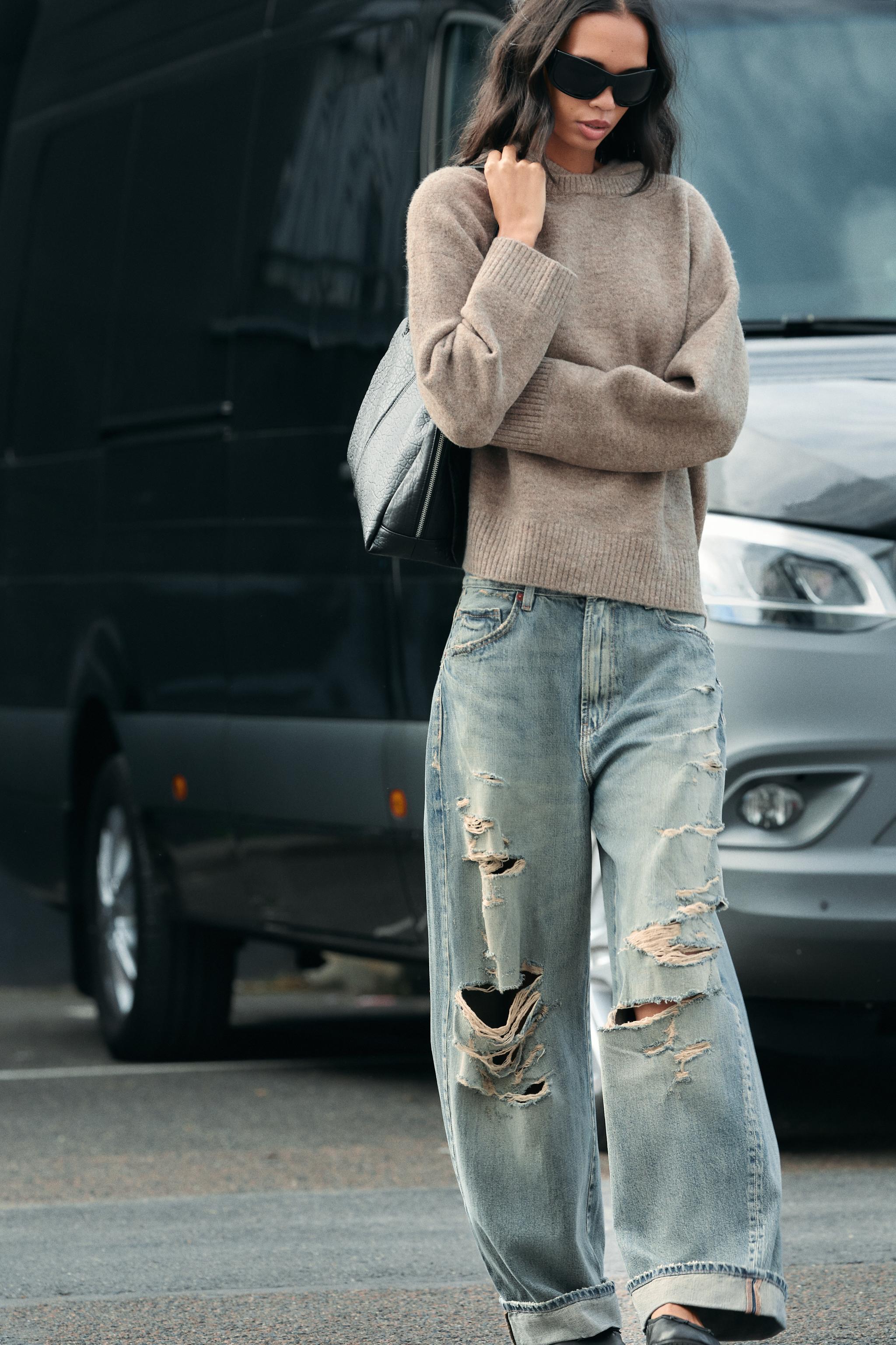 OVERSIZED KNIT HOODIE SWEATER - Light mink | ZARA United States