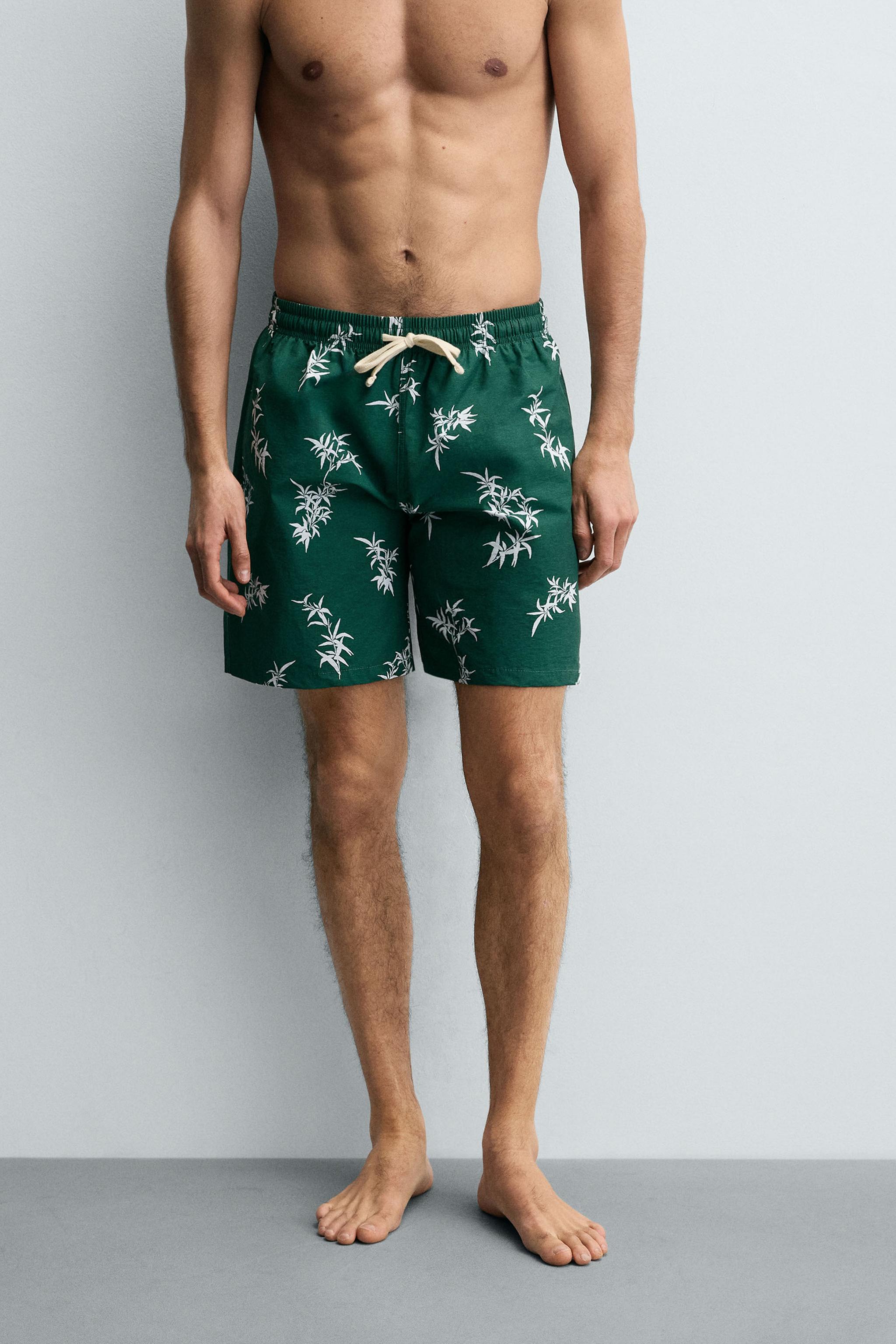 MAILLOT DE BAIN LONG À IMPRIMÉ FEUILLES