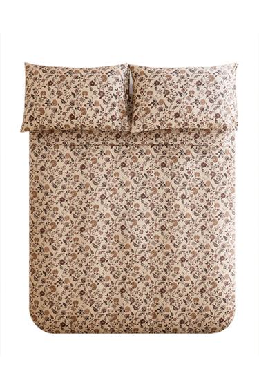 CAPA DE EDREDOM DE CETIM COM ESTAMPADO DE FLOR - Bege da Zara