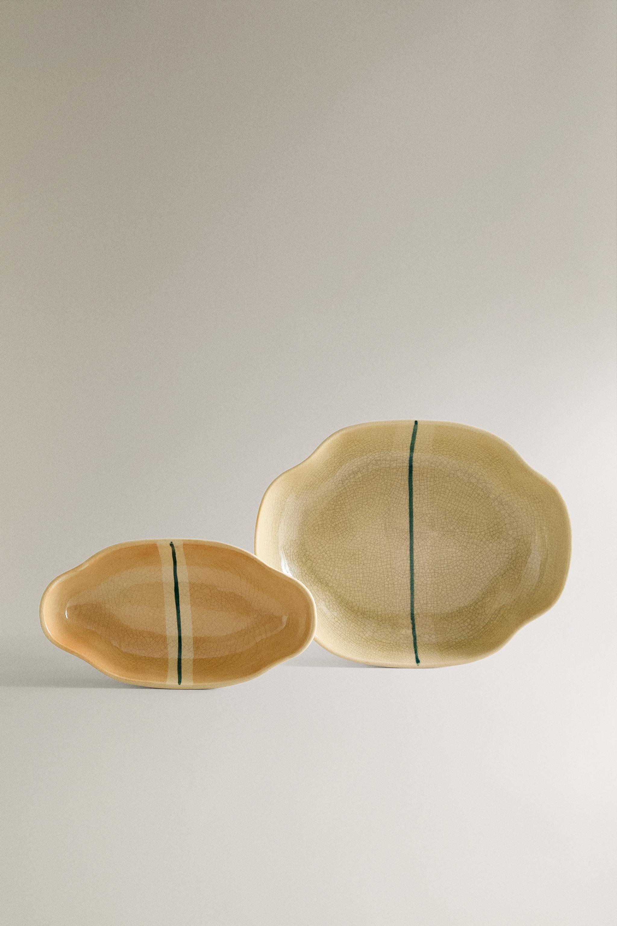STRIPE CERAMIC TRAY - Ecru / Green | ZARA United States