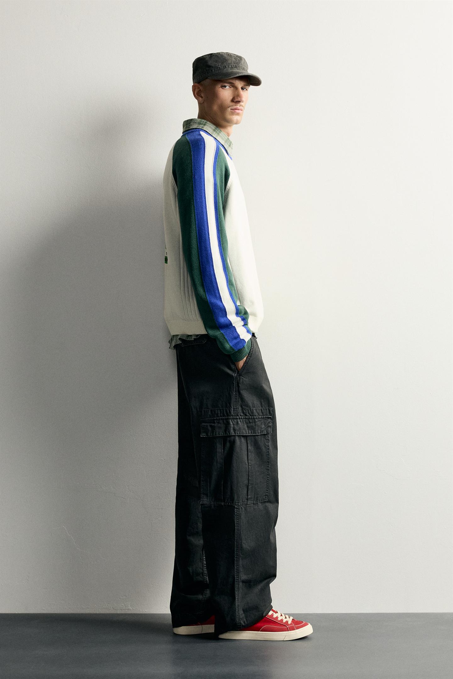 Мужской свитер Zara Colorblock Striped, цвет: Экрю — фото 4