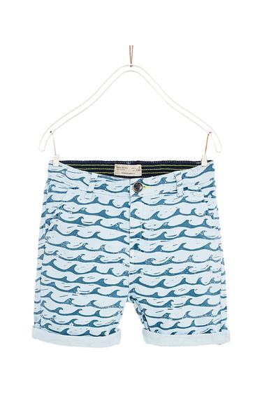 WAVE PRINT BERMUDA SHORTS