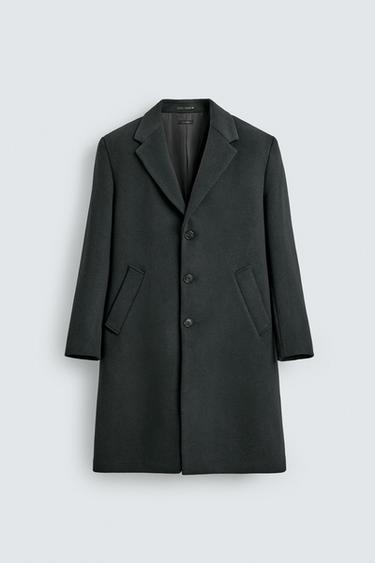 REGULAR FIT WOOL COAT - Green by Zara