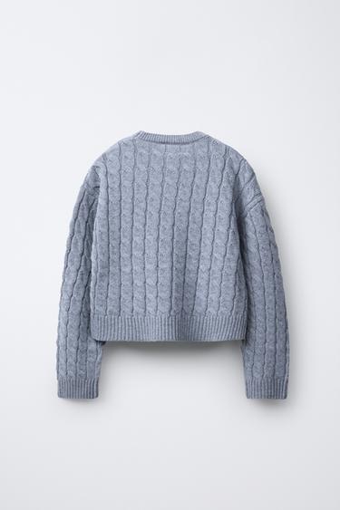 CABLE-KNIT JUMPER - Blue / Grey by Zara - Image 1