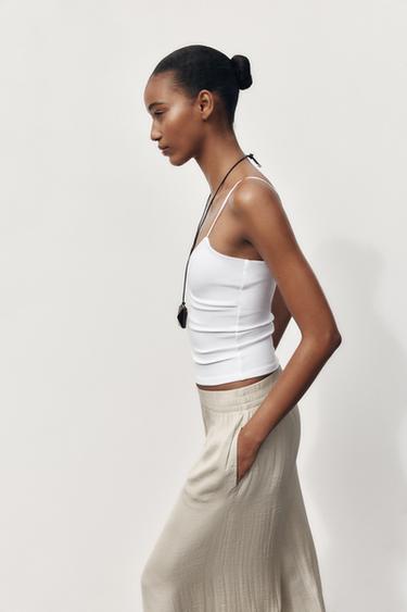 STRAPPY COTTON TOP - White by Zara - Image 2