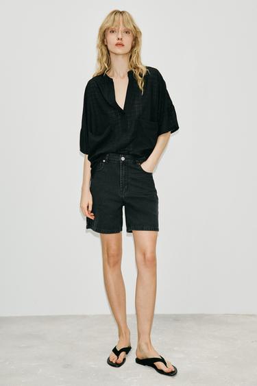 CAMISA MANGA CORTA - Negro de Zara - Imagen 0