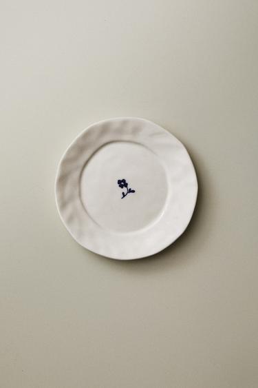 PORCELAIN SIDE PLATE WITH FLORAL PRINT - White / Navy by Zara - Image 5