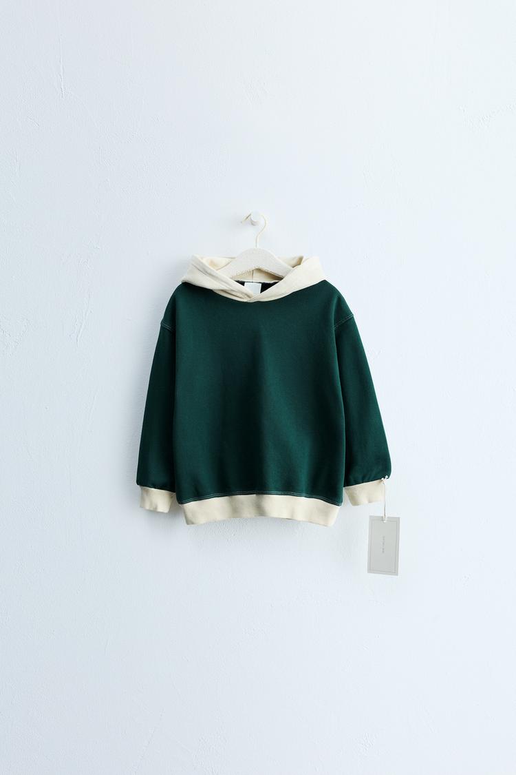 ZARA TIMELESS - COLORBLOCK HOODIE — Ecru