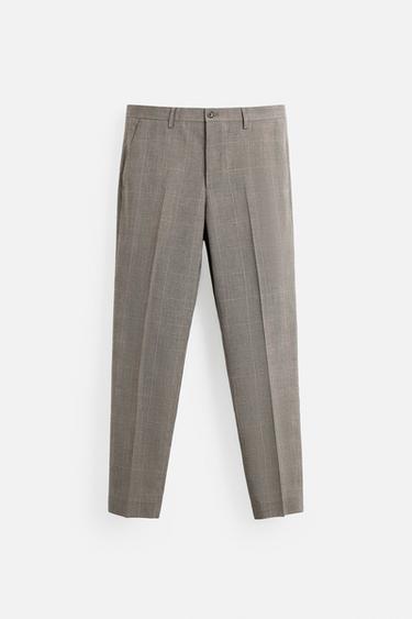 CHECK SUIT TROUSERS - Beige-brown by Zara