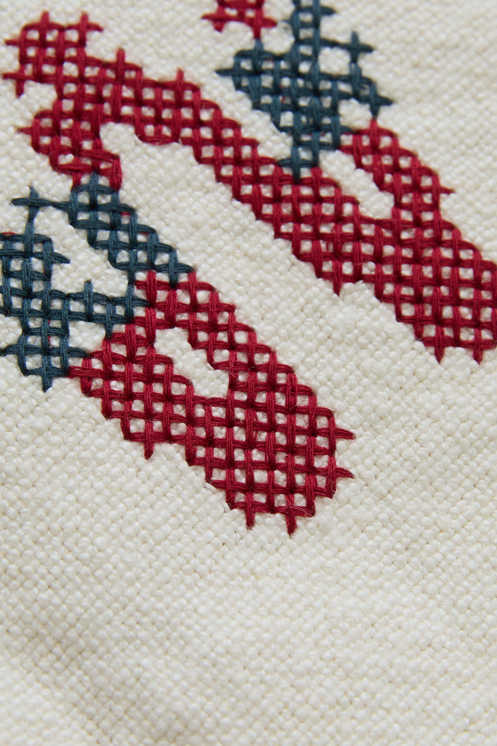 LETTER W EMBROIDERED LINEN CUSHION