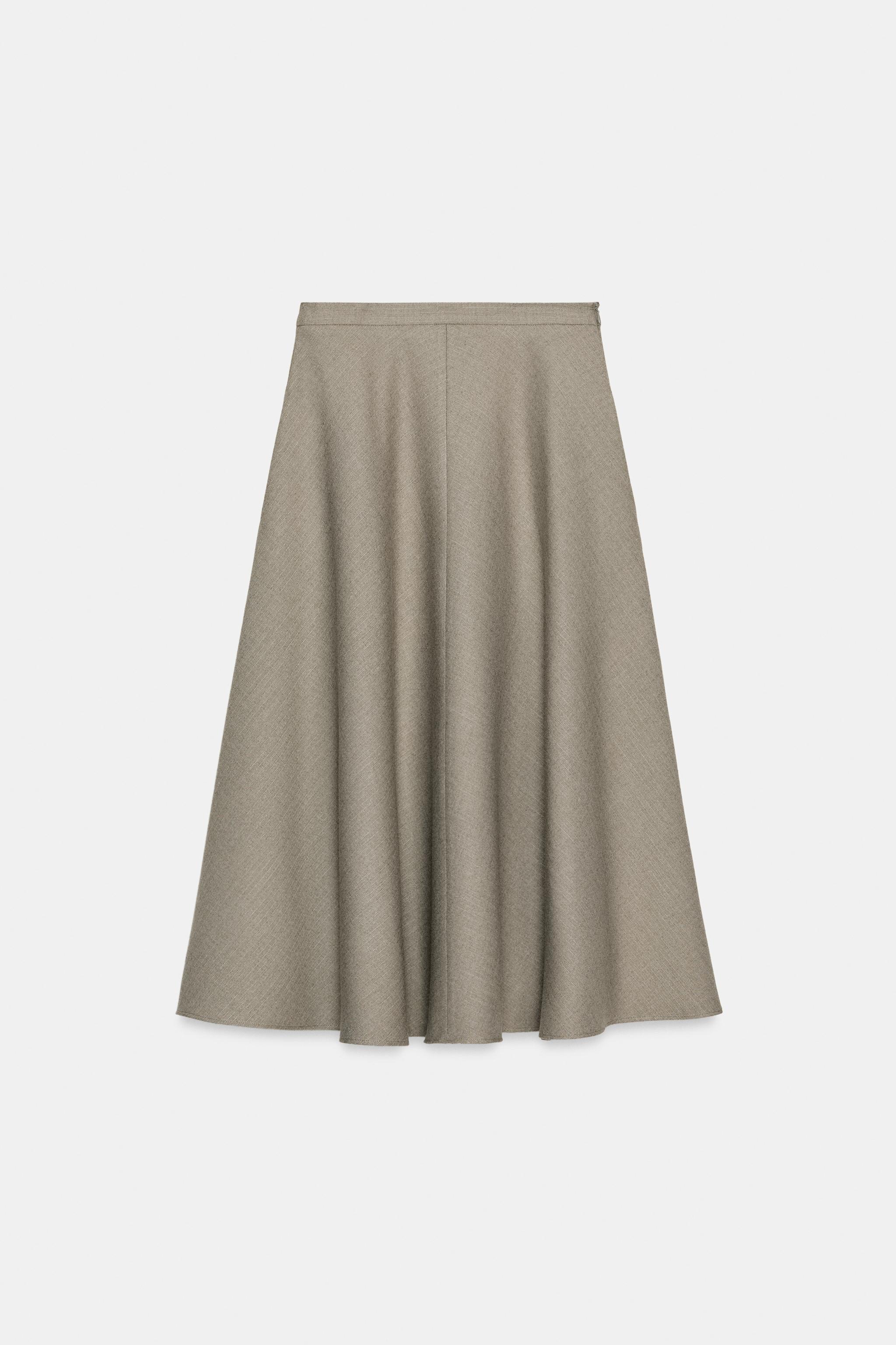 ZW COLLECTION HERRINGBONE LAYERED SKIRT - Beige marl | ZARA United
