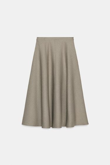 JUPE CAPE CHEVRON ZW COLLECTION - Beige chiné de Zara - Image 3