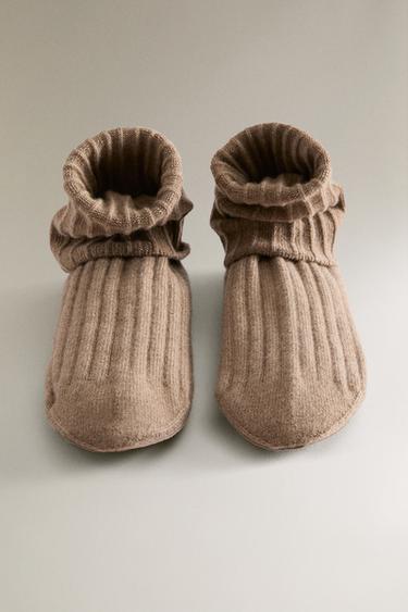 CASHMERE SOCKS WITH LEATHER SOLE - Taupe Grey by Zara - Image 2