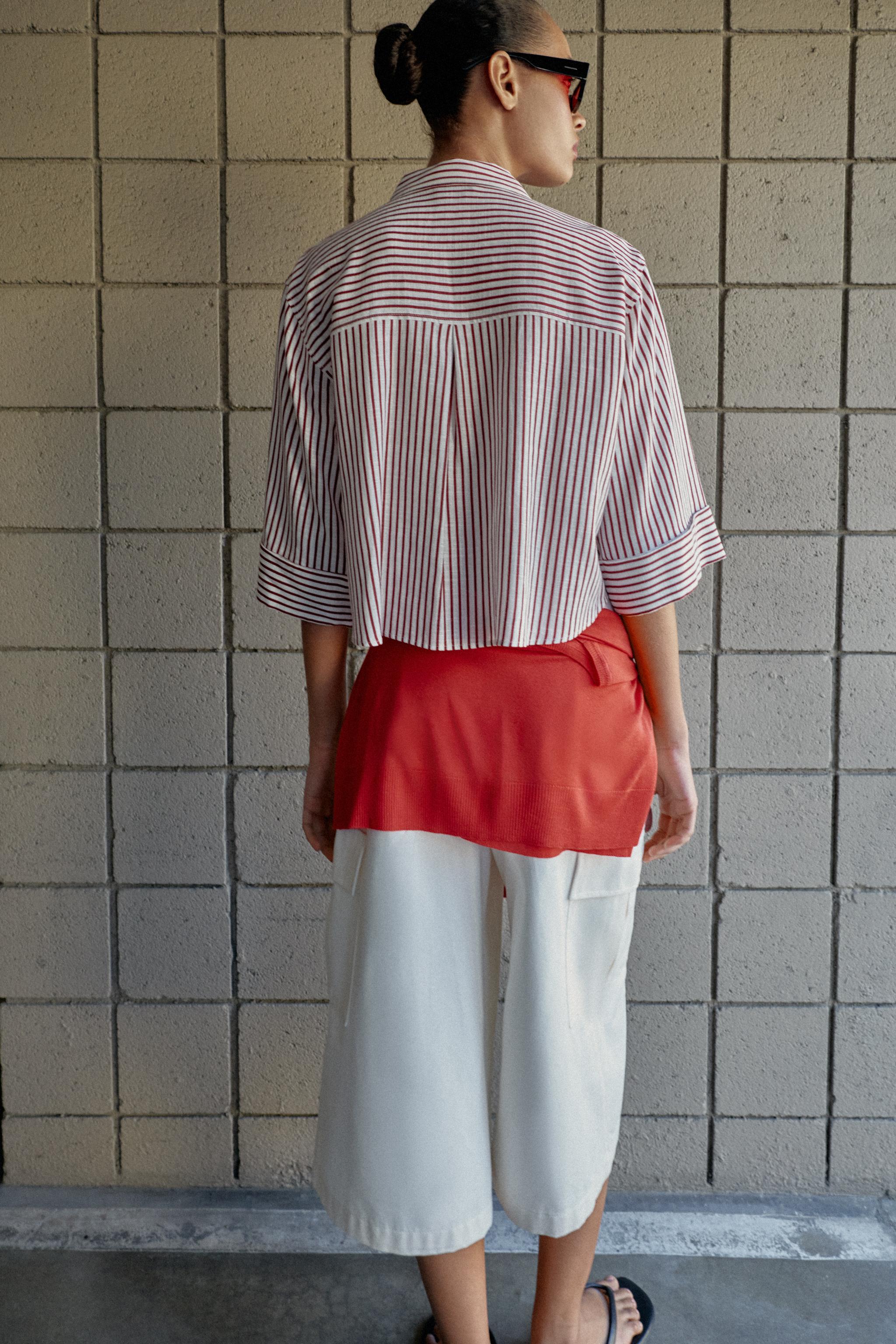 CHEMISE À RAYURES AVEC LIN