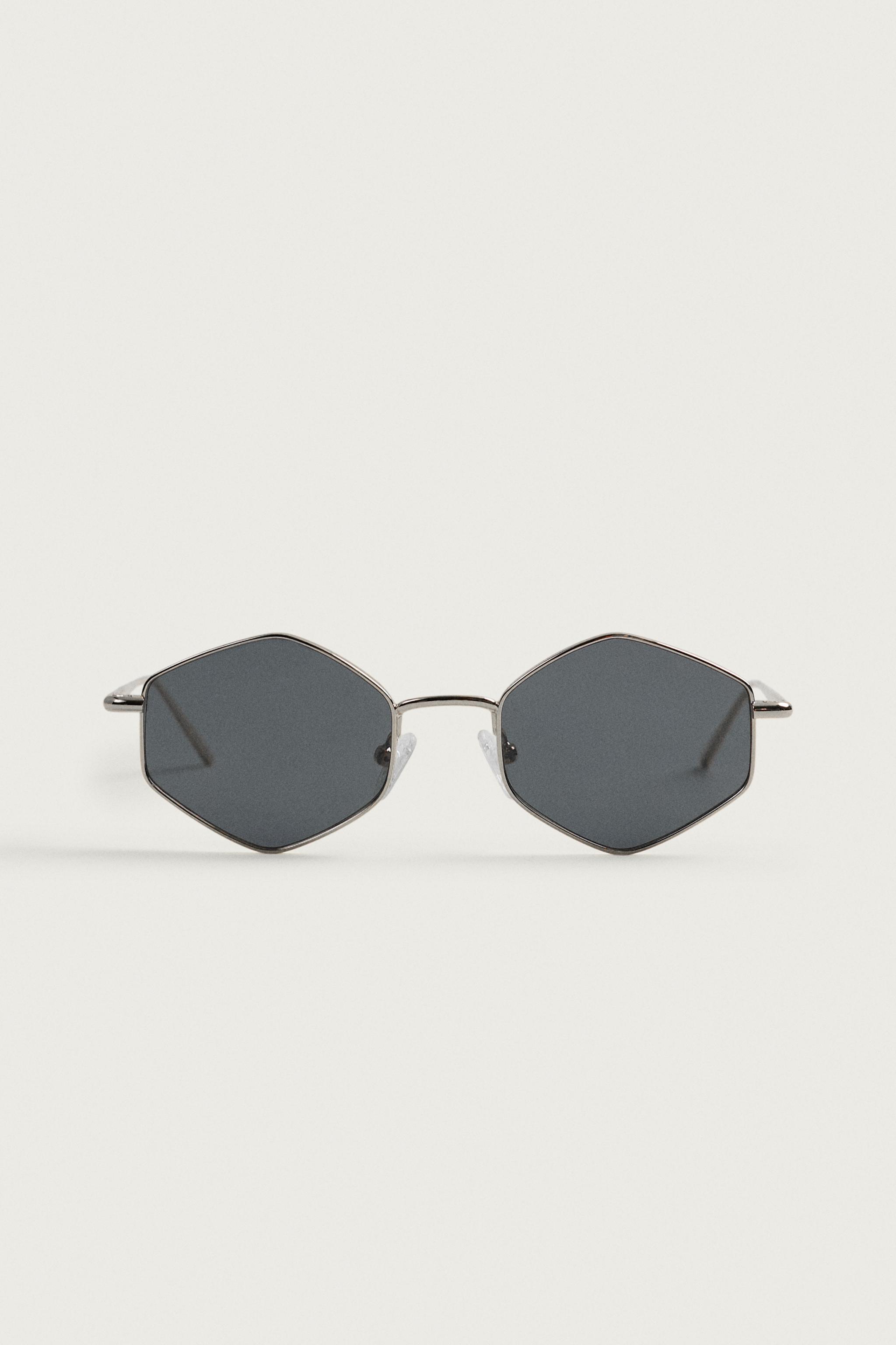 GEOMETRIC FRAME SUNGLASSES — Silver