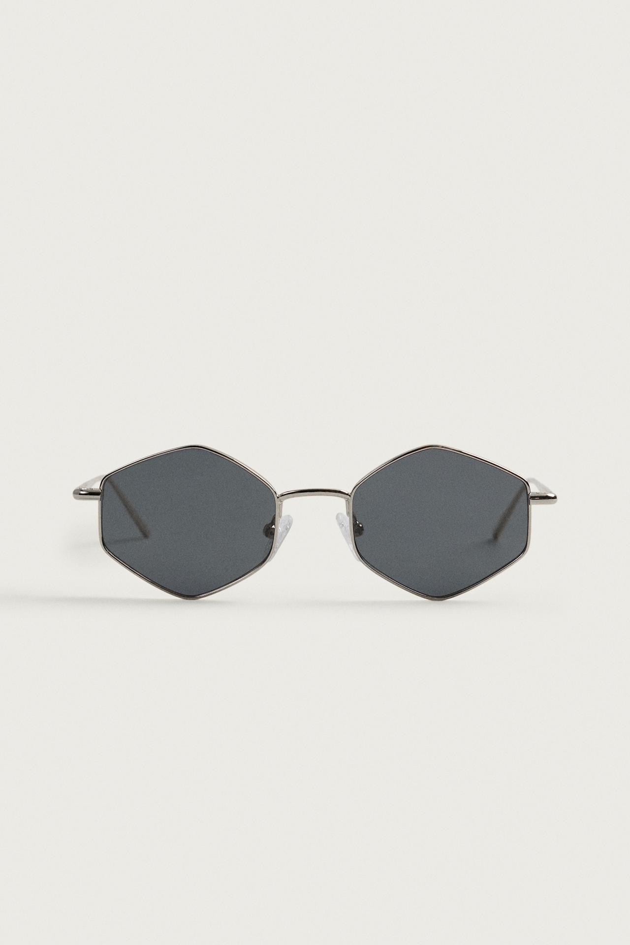 GEOMETRIC FRAME SUNGLASSES — Silver