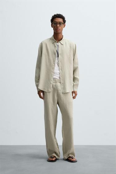 100% LINEN SHIRT - Light beige by Zara