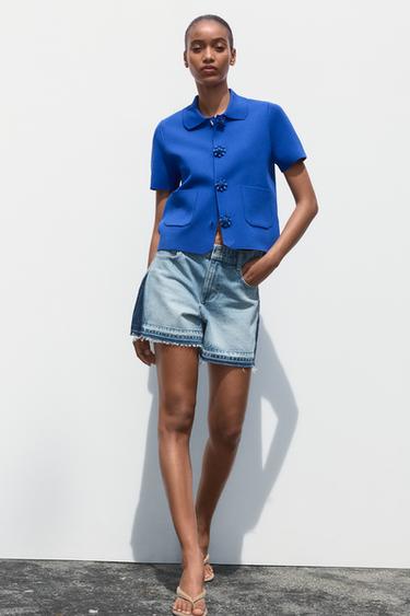 CARDINGAN WITH BEADED BUTTONS - Bluish by Zara - Image 0