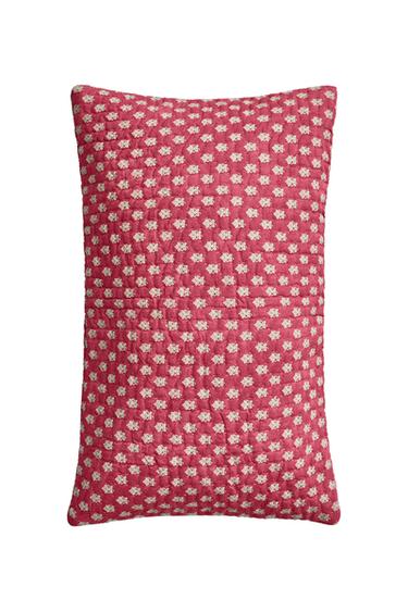 Zara FLORAL COTTON THROW PILLOW COVER | KATHARINE POLE - Red