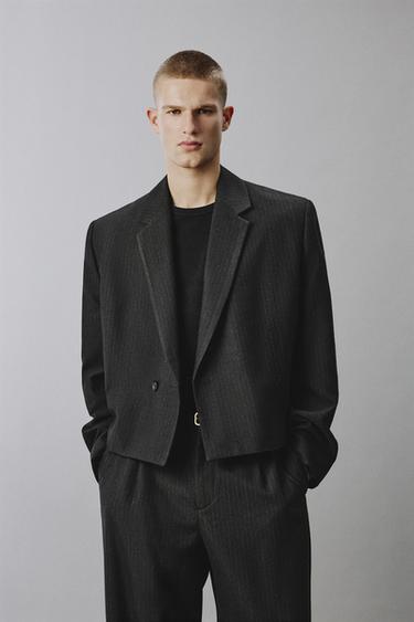 BLAZER CROPPED FIT TRAXE RAIA DIPLOMÁTICA - Gris escuro de Zara