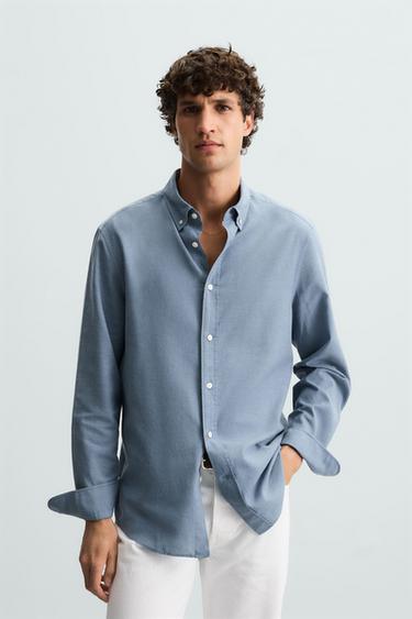 Zara REGULAR FIT SHIRT - Dusty blue