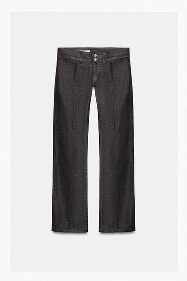 Zara TRF WAXED LOW-RISE JEANS - Chocolate