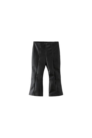 FAUX LEATHER FLARED LEGGINGS