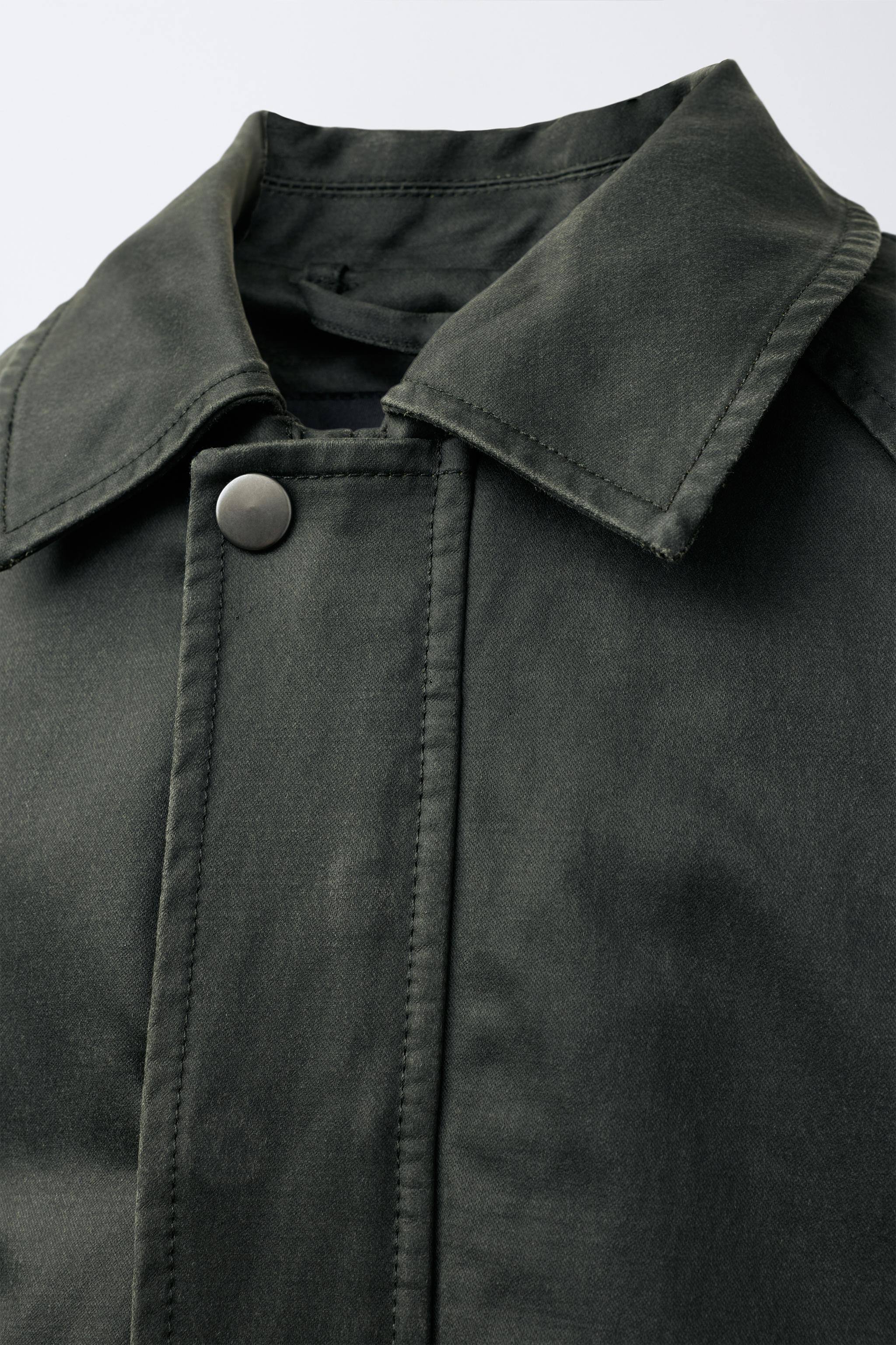 LABEL WAXED JACKET Khaki ZARA India - Main Image