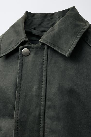 LABEL WAXED JACKET - Khaki by Zara - Image 4