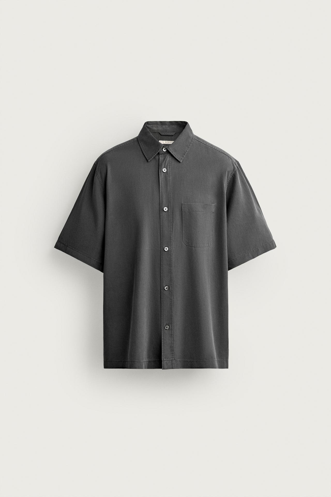 100% LYOCELL FLUENT SHIRT — Anthracite grey