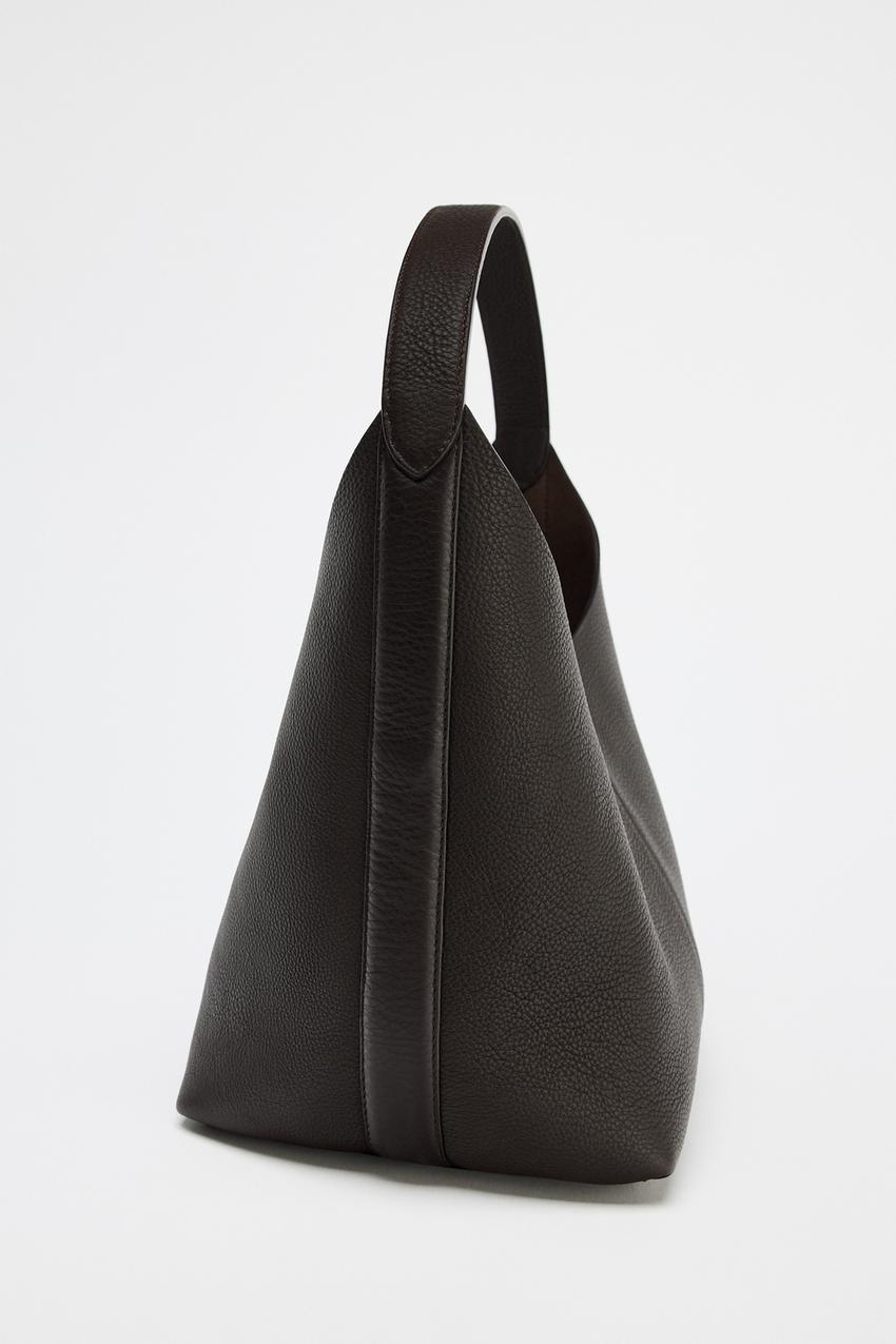 WOVEN SPLIT LEATHER FLOWER BUCKET BAG