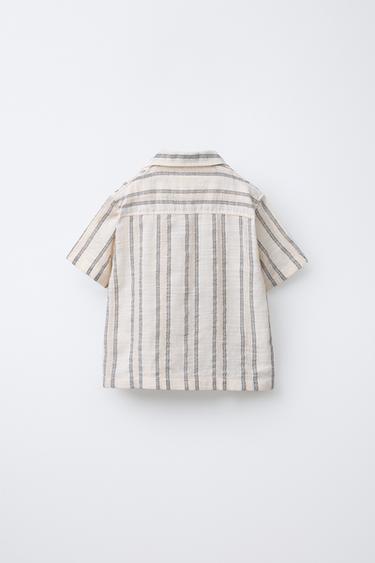 STRIPED RUSTIC SHIRT - Ecru / Black by Zara - Image 1
