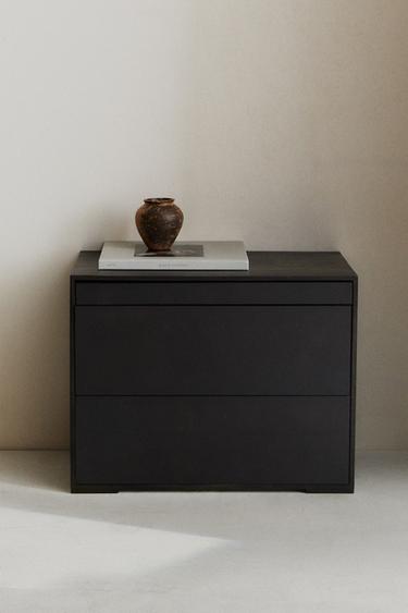 WOODEN AND METAL BEDSIDE TABLE - Black by Zara