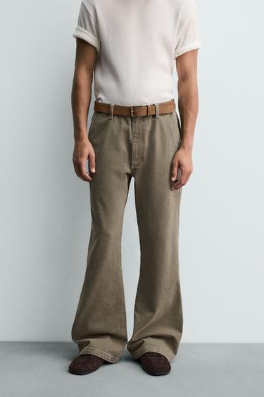 JEANS CHINO WIDE FLARE FIT LIMITED EDITION - Ocre de Zara