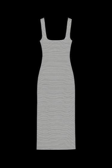 Zara STRETCH SQUARE NECK DRESS - Striped - Image 0