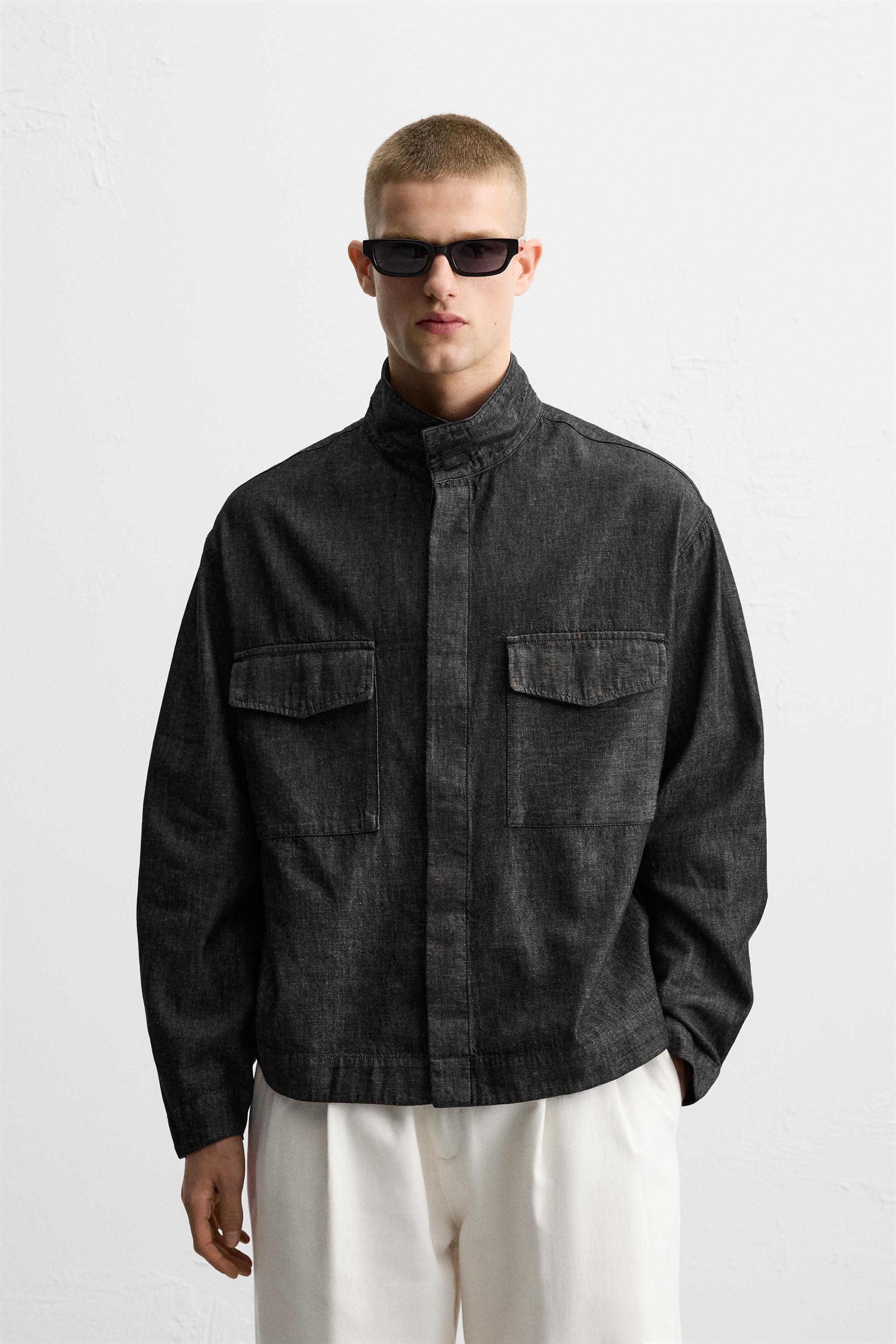 デニム パッチポケットシャツ - ブラック | ZARA Japan / 日本