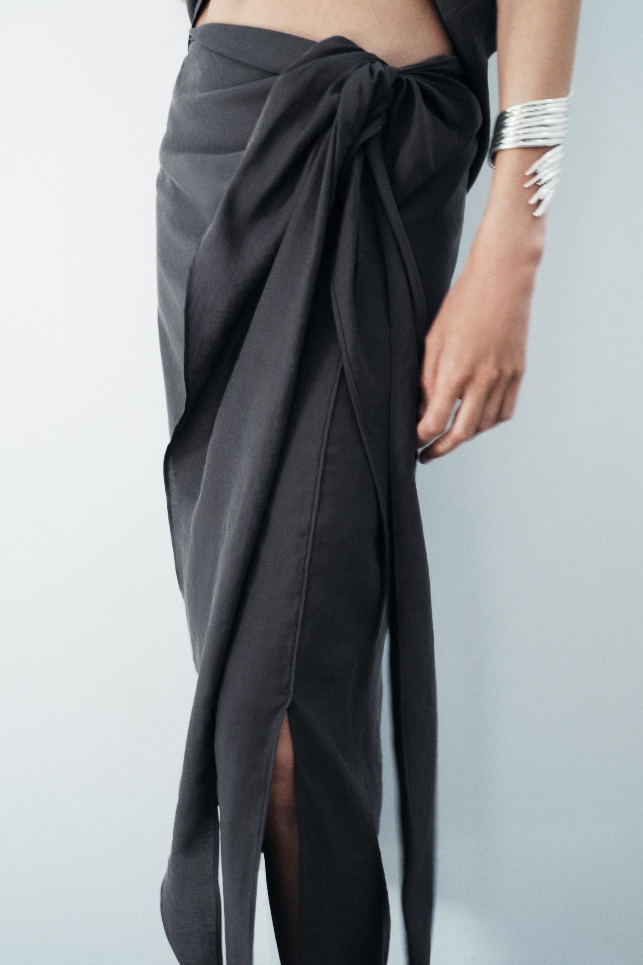 FLOWY TIED SKIRT ZW COLLECTION - Gray | ZARA United States