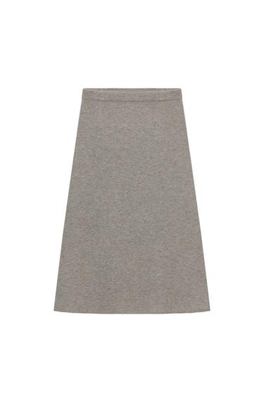 PLAIN KNIT MIDI SKIRT - Sand / Marl by Zara