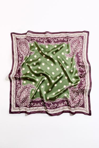 SCARF WITH A POLKA-DOT PRINT - Aubergine by Zara