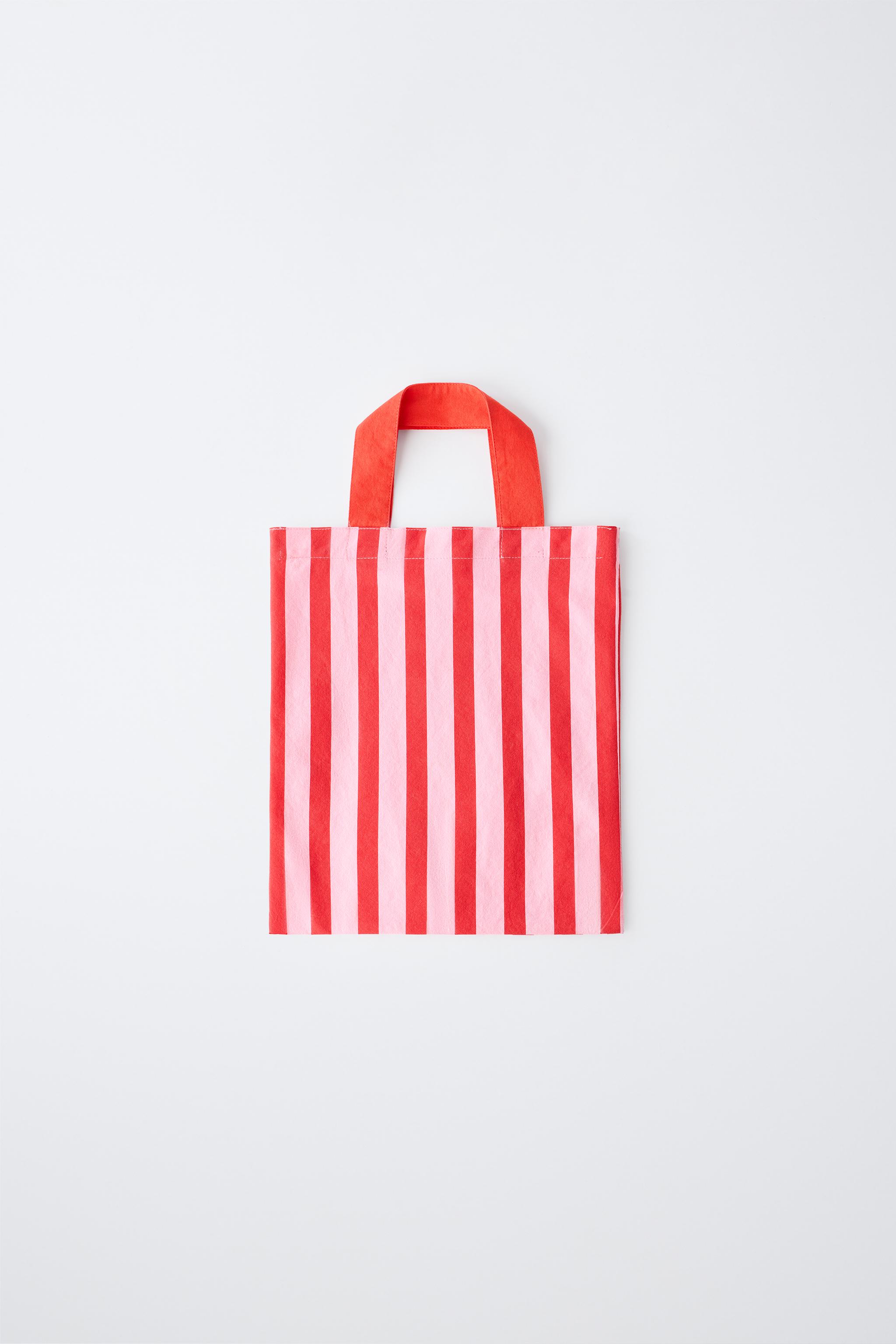 STRIPED PRINT BAG — Red