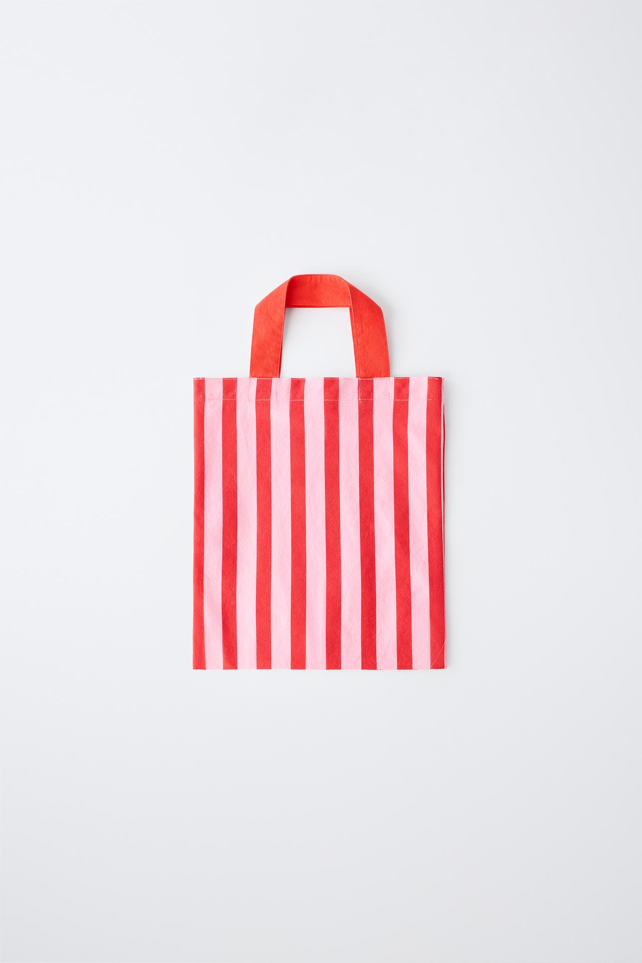 STRIPED PRINT BAG — Red