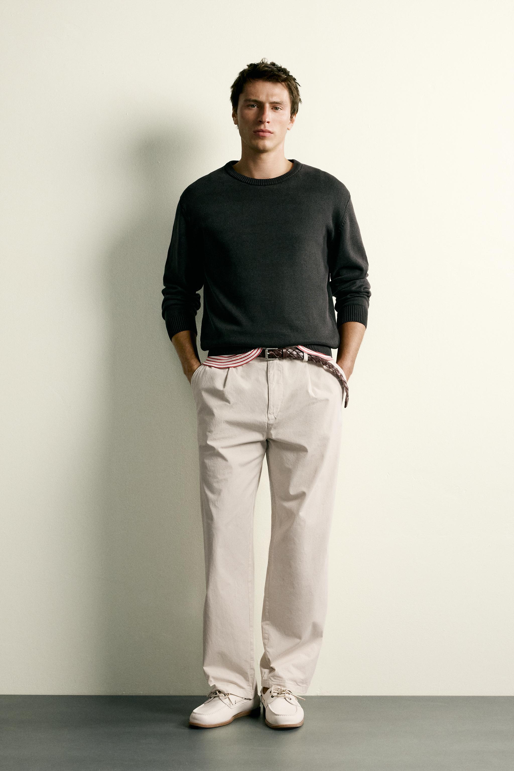 PLEATED STRAIGHT FIT CHINO PANTS - Ecru | ZARA United States
