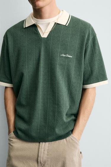 POLO JACQUARD VERTICAL BRODÉ - Vert de Zara - Image 4