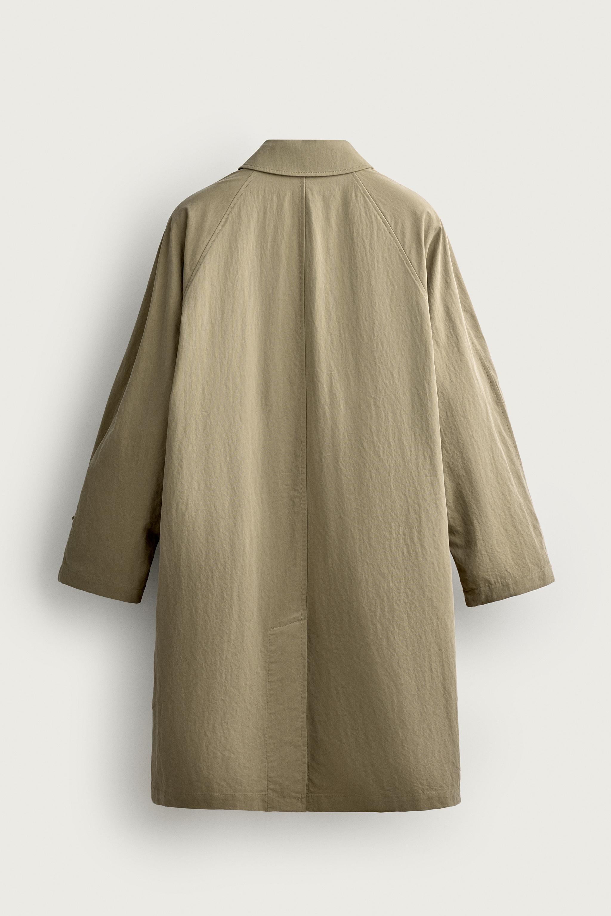 CONTRAST RELAXED FIT TRENCH COAT — Beige